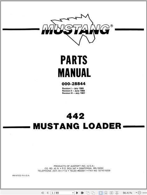 mustang 442 skid steer manual|mustang skid steer repair manual.